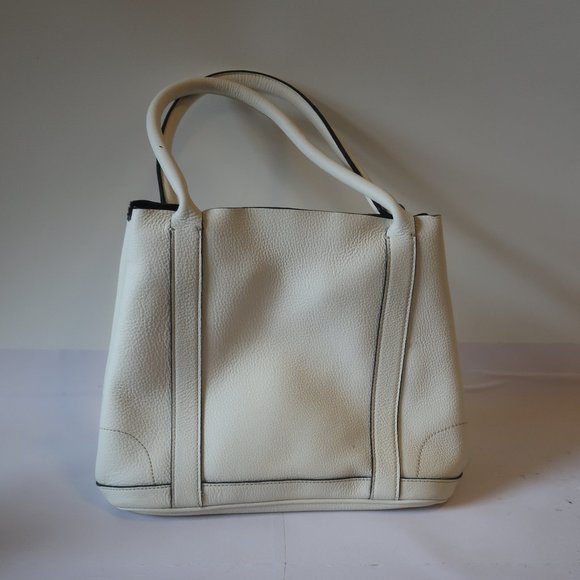 *NWD Womens J.Crew Borge Garveri White Pebbled Leather Tote Handbag - Picture 5 of 14